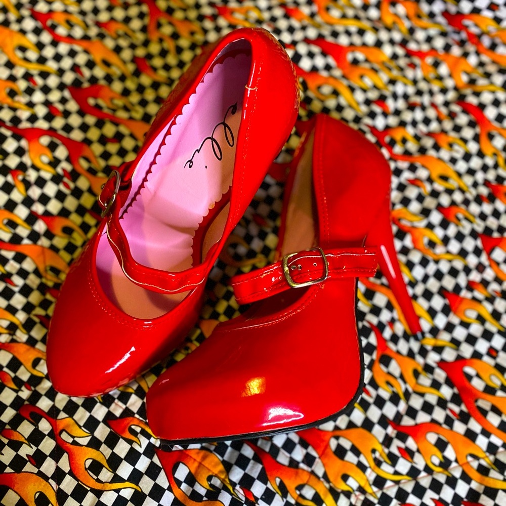 Ellie red patent heels